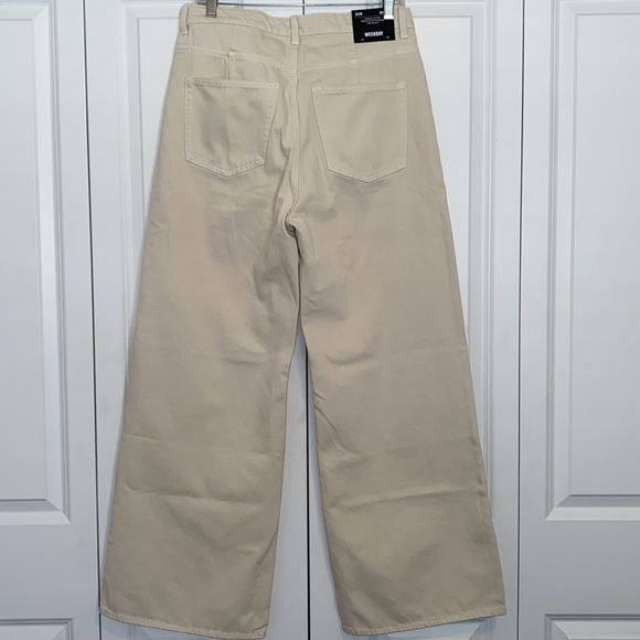 Weekday Ace Organic Cotton High Rise Wide Leg Denim Jeans White Dusty Light 30 - Picture 8 of 13